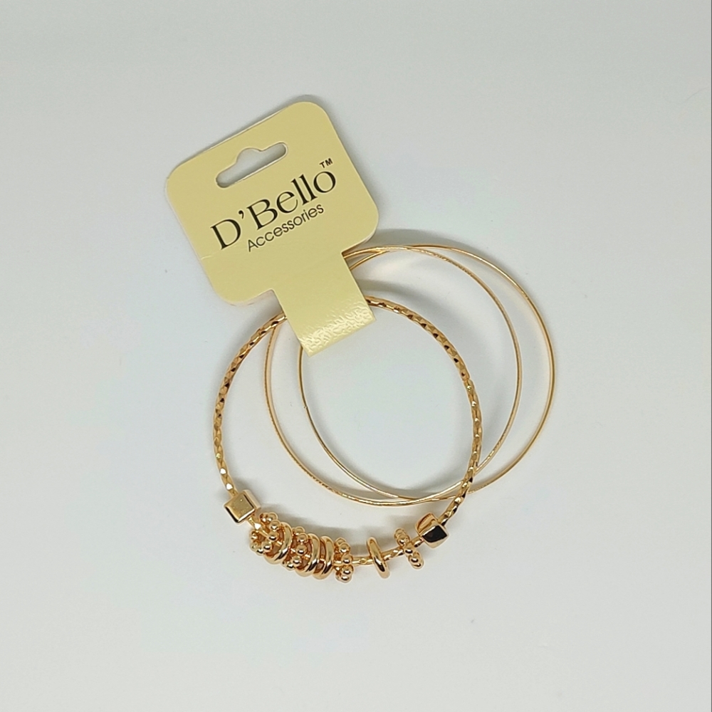 NEW Boho Set of 3 D'Bello Gold Tone Bangle Bracelets Jewelry Bollywood Bangles - Picture 1 of 4